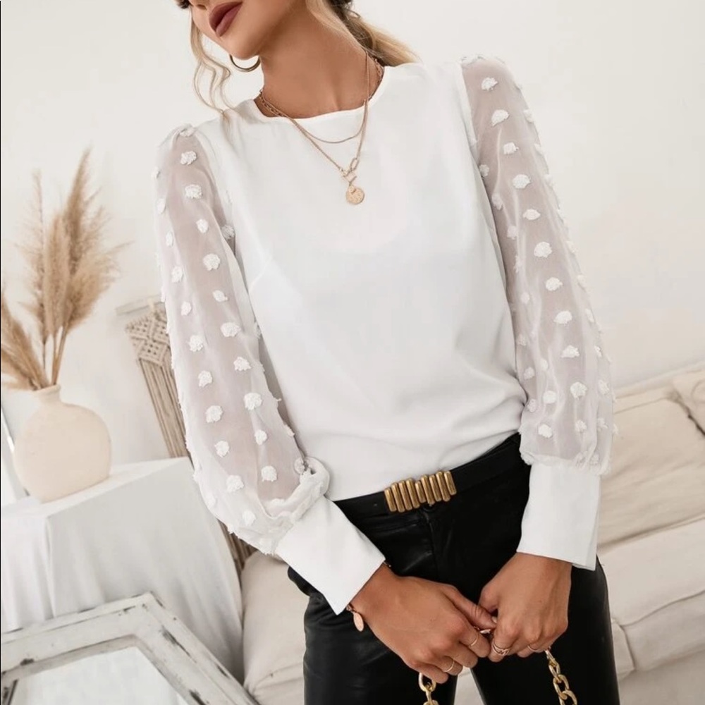 Elegant Dotted Sleeve Blouse